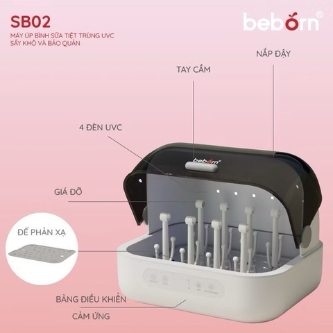 Máy tiệt trùng UVC sấy khô úp bình sữa và bảo quản Beborn SB02