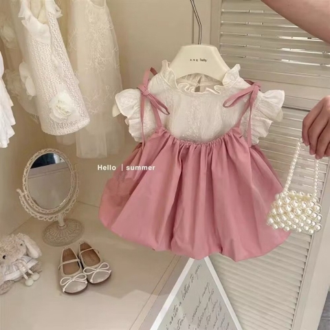 Set váy bí hồng kèm áo trắng rời (10-20kg)