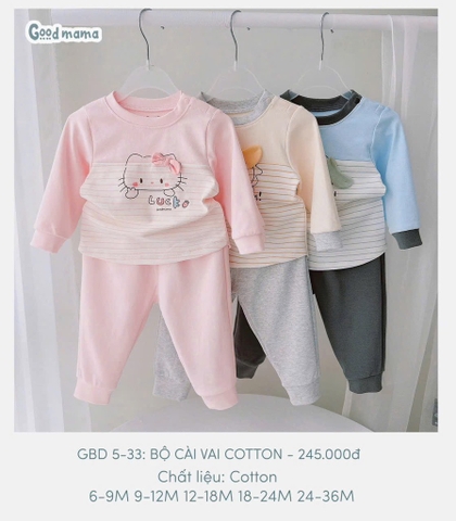 Bộ nỉ dài tay cài vai Goodmama -33( 6-36m)