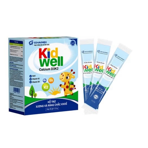 Canxi dạng bột Kid Well Calcium D3K2 1y+ ( hộp 30 gói)