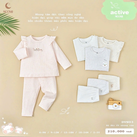 Bộ thu đông nỉ tăm Moon ( 6m-4y)