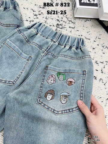Quần jean lửng xanh hoạ tiết túi (14-22kg)