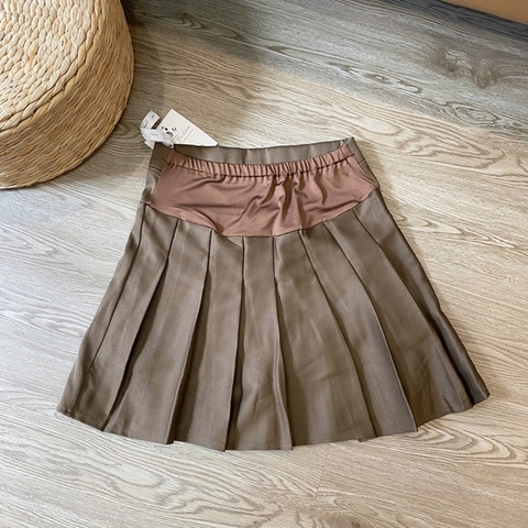 Chân váy bầu xếp ly dáng ngắn, mẹ bầu mặc 4 mùa siêu xinh