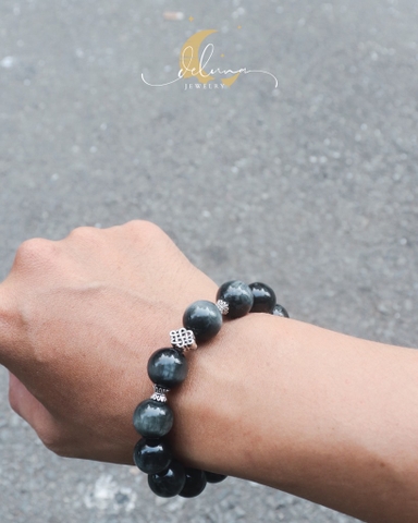 Vòng Tay Mắt Chim Ưng Xám 14mm