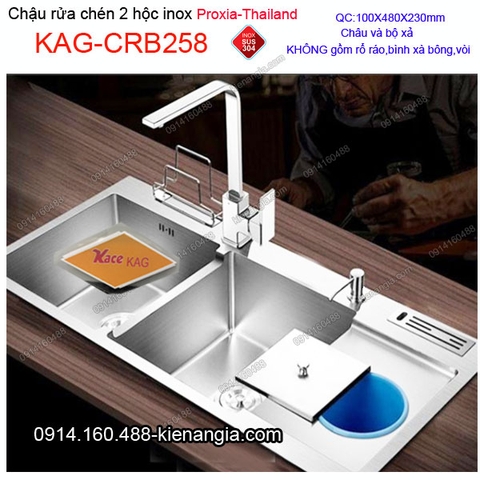 Chậu rửa chén 2 hộc inox 304 100x48cm Proxia KAG-CRB258