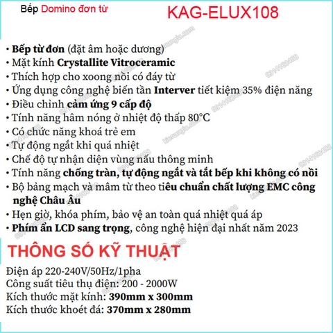Bếp từ đơnbếp từ Domino Capri KAG-ELUX108 VN