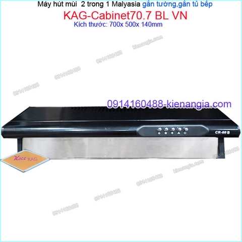 Máy hút mùi màu đen 2 trong 1 gắn tườnggắn tủ CAPRI 70 cm KAG-Cabinet707BL VN