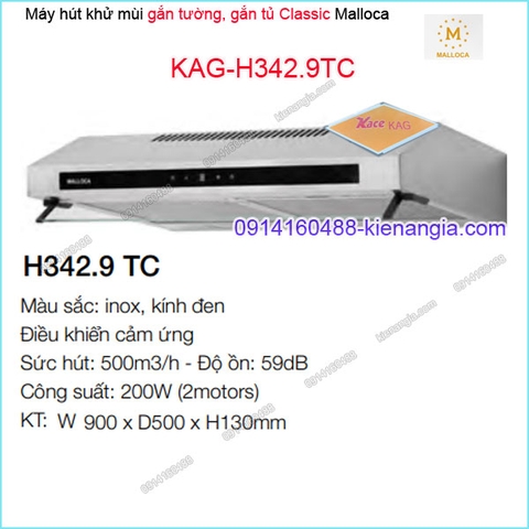 Máy hút khử mùi INOX 90cm gắn tường Malloca KAG-H342.9TC