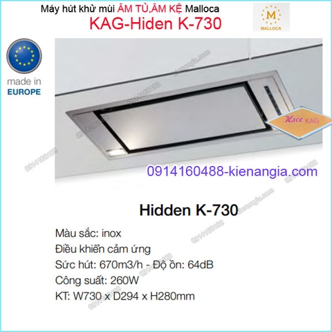 Máy hút khử mùi ÂM TỦ KỆ 730mm INOX Malloca KAG-Hiden-K730