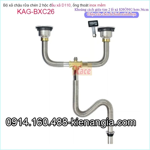 Bộ xả chậu 2 hộc ống inox KAG-BXC26