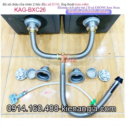 Bộ xả chậu 2 hộc ống inox KAG-BXC26