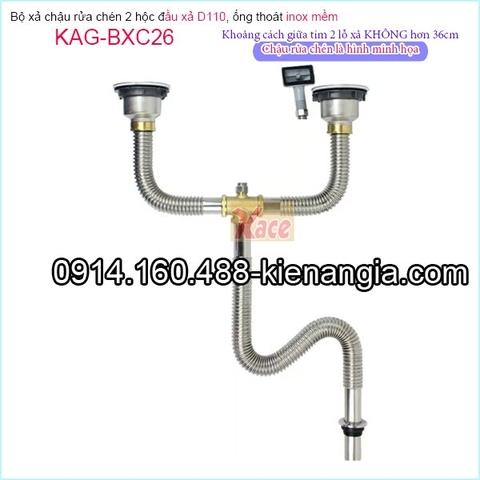 Bộ xả chậu 2 hộc ống inox KAG-BXC26