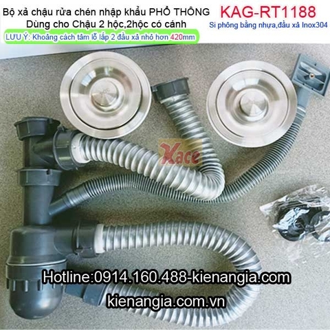 Bộ xả phổ thông chậu rửa chén 2 hộc nhập khẩu KAG-RT1188