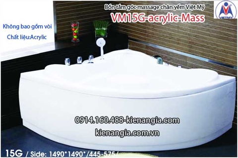 Bồn tắm massage góc 15m acrylic Việt Mỹ chân yếm 15G-Massage
