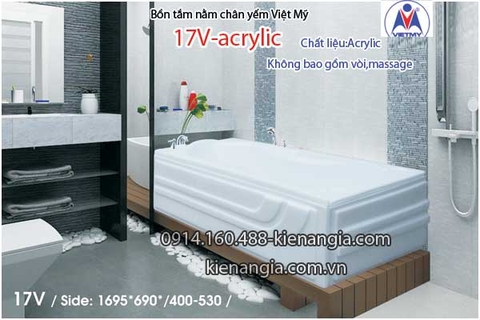 Bồn tắm nằm Acrylic chân yếm dài 17m Việt Mỹ VM17V-Acrylic