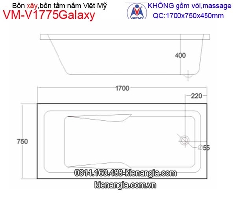 Bồn tắm nằm xây Galaxy Việt Mỹ VM-V1775Galaxy