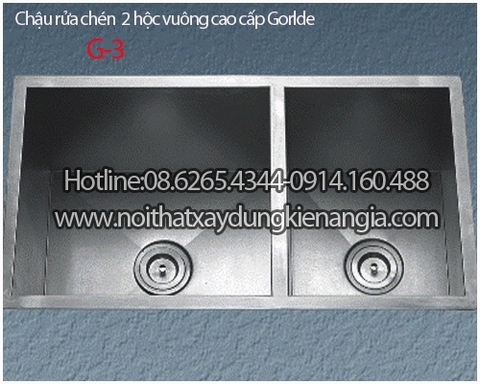 Chậu GORLDE vuông âm mặt đá vuông 83x45 x25cm CRBA G-3