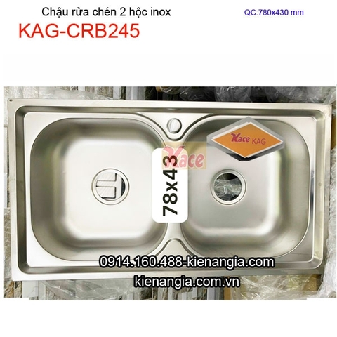 Chậu rửa chén 2 hộc 78x43cm inox KAG-CRB245