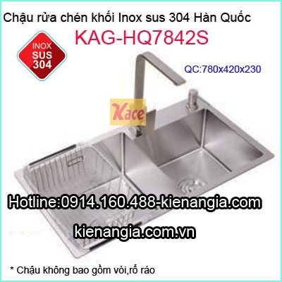 Chậu rửa chén Hàn Quốc inox sus304 đúc KAG-HQ7842S