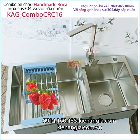 Combo chậu 2 lệch Handmade-Roca- 82x45 cm KAG-ComboCRC16