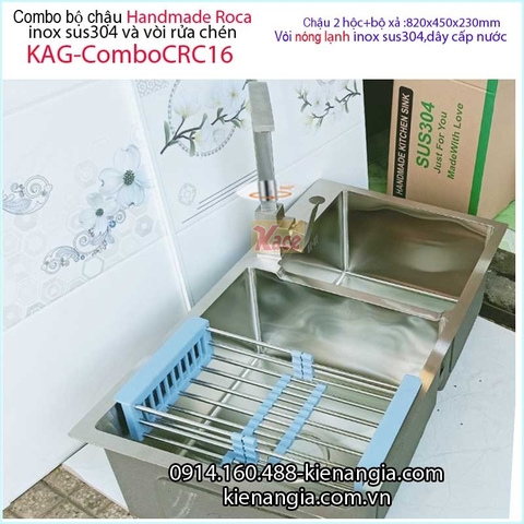 Combo chậu 2 lệch Handmade-Roca- 82x45 cm KAG-ComboCRC16