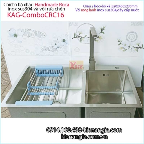 Combo chậu 2 lệch Handmade-Roca- 82x45 cm KAG-ComboCRC16
