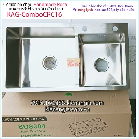 Combo chậu 2 lệch Handmade-Roca- 82x45 cm KAG-ComboCRC16
