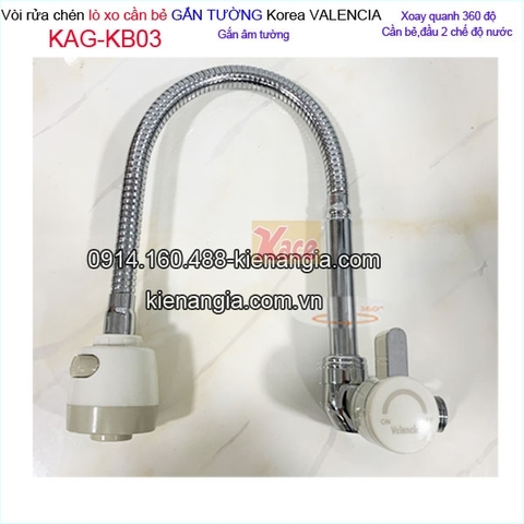Vòi rửa chén lạnh âm tường lò xo Valencia KAG-KB03