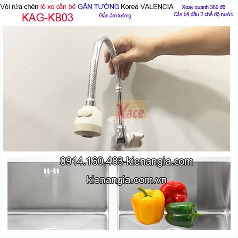 Vòi rửa chén lạnh âm tường lò xo Valencia KAG-KB03