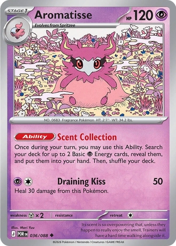 Thẻ hình Pokemon Aromatisse 036/088 - Lá bài lẻ Perfect Order Uncommon Reverse Holo tiếng Anh chính hãng