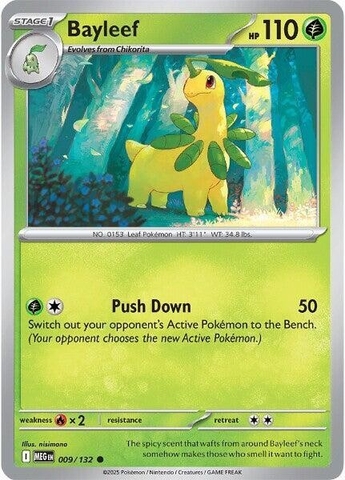 Thẻ hình Pokemon Bayleef 009/132 - Lá bài lẻ Mega Evolution Base Set Common Reverse Holo tiếng Anh chính hãng