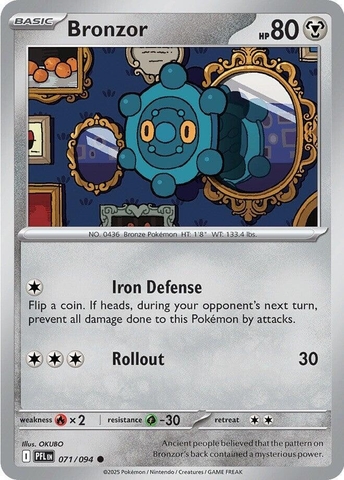 Thẻ hình Pokemon Bronzor 071/094 - Lá bài lẻ Phantasmal Flames Common Reverse Holo tiếng Anh chính hãng