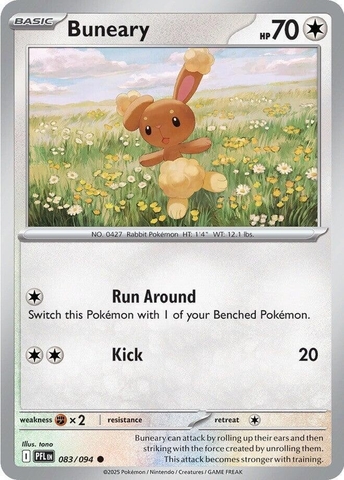 Thẻ hình Pokemon Buneary 083/094 - Lá bài lẻ Phantasmal Flames Common Reverse Holo tiếng Anh chính hãng