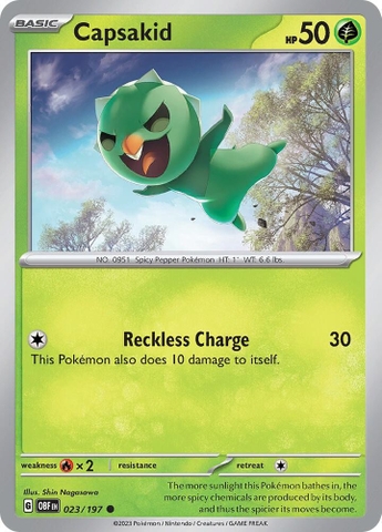 Thẻ hình Pokemon Capsakid 023/197 - Lá bài lẻ Obsidian Flames Common Reverse Holo tiếng Anh chính hãng