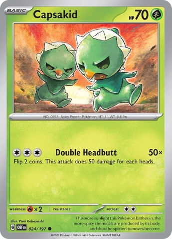 Thẻ hình Pokemon Capsakid 024/197 - Lá bài lẻ Obsidian Flames Common Reverse Holo tiếng Anh chính hãng