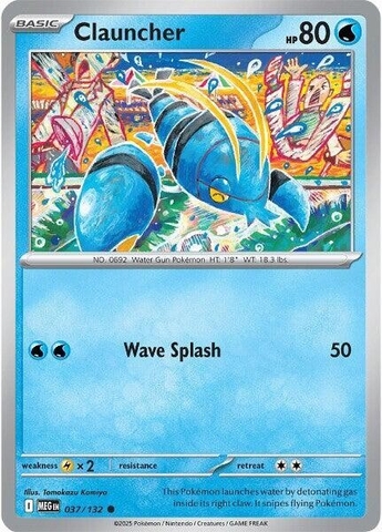 Thẻ hình Pokemon Clauncher 037/132 - Lá bài lẻ Mega Evolution Base Set Common Reverse Holo tiếng Anh chính hãng