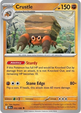 Thẻ hình Pokemon Crustle 052/086 - Lá bài lẻ Black Bolt Uncommon Reverse Holo tiếng Anh chính hãng