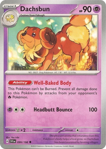 Thẻ hình Pokemon Dachsbun 099/198 - Lá bài lẻ Scarlet & Violet Base Set Uncommon Reverse Holo tiếng Anh chính hãng