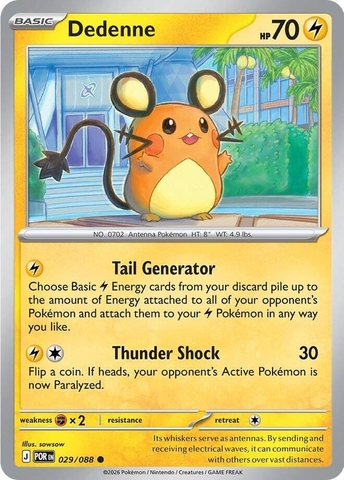 Thẻ hình Pokemon Dedenne 029/088 - Lá bài lẻ Perfect Order Common Reverse Holo tiếng Anh chính hãng