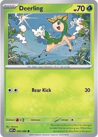 Thẻ hình Pokemon Deerling 006/086 - Lá bài lẻ White Flare Common Reverse Holo tiếng Anh chính hãng