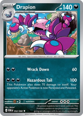 Thẻ hình Pokemon Drapion 052/088 - Lá bài lẻ Perfect Order Uncommon Reverse Holo tiếng Anh chính hãng