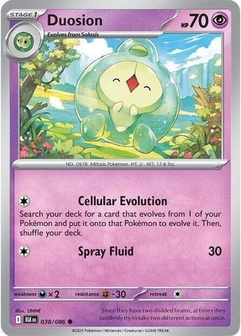 Thẻ hình Pokemon Duosion 038/086 - Lá bài lẻ Black Bolt Common Reverse Holo tiếng Anh chính hãng