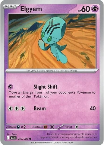 Thẻ hình Pokemon Elgyem 040/086 - Lá bài lẻ Black Bolt Common Reverse Holo tiếng Anh chính hãng
