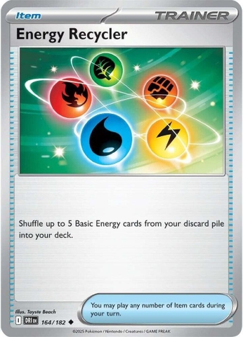 Thẻ hình Pokemon Energy Recycler 164/182 - Lá bài lẻ Destined Rivals Uncommon Reverse Holo tiếng Anh chính hãng