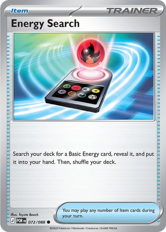 Thẻ hình Pokemon Energy Search 072/088 - Lá bài lẻ Perfect Order Common tiếng Anh chính hãng