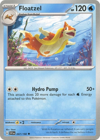 Thẻ hình Pokemon Floatzel 047/198 - Lá bài lẻ Scarlet & Violet Base Set Uncommon Reverse Holo tiếng Anh chính hãng