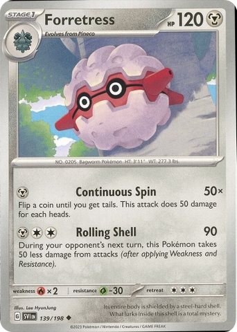 Thẻ hình Pokemon Forretress 139/198 - Lá bài lẻ Scarlet & Violet Base Set Uncommon Reverse Holo tiếng Anh chính hãng