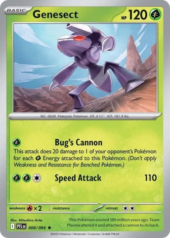 Thẻ hình Pokemon Genesect 008/094 - Lá bài lẻ Phantasmal Flames Holo Rare Reverse Holo tiếng Anh chính hãng