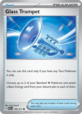 Thẻ hình Pokemon Glass Trumpet 189/217 - Lá bài lẻ Ascended Heroes Common tiếng Anh chính hãng