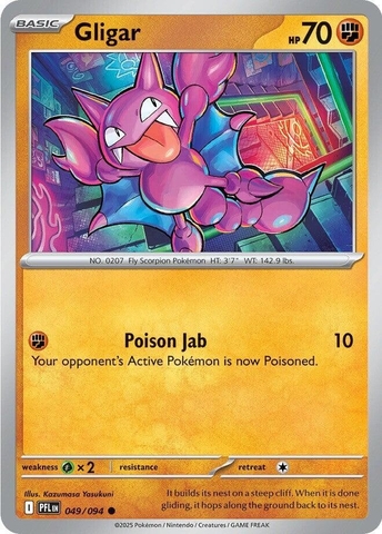 Thẻ hình Pokemon Gligar 049/094 - Lá bài lẻ Phantasmal Flames Common Reverse Holo tiếng Anh chính hãng